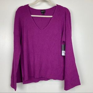 NWT Free Press Clothing med purple ribbed sweater